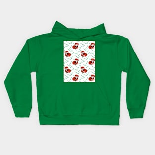 Red panda and bamboo print on green tee Kids Hoodie